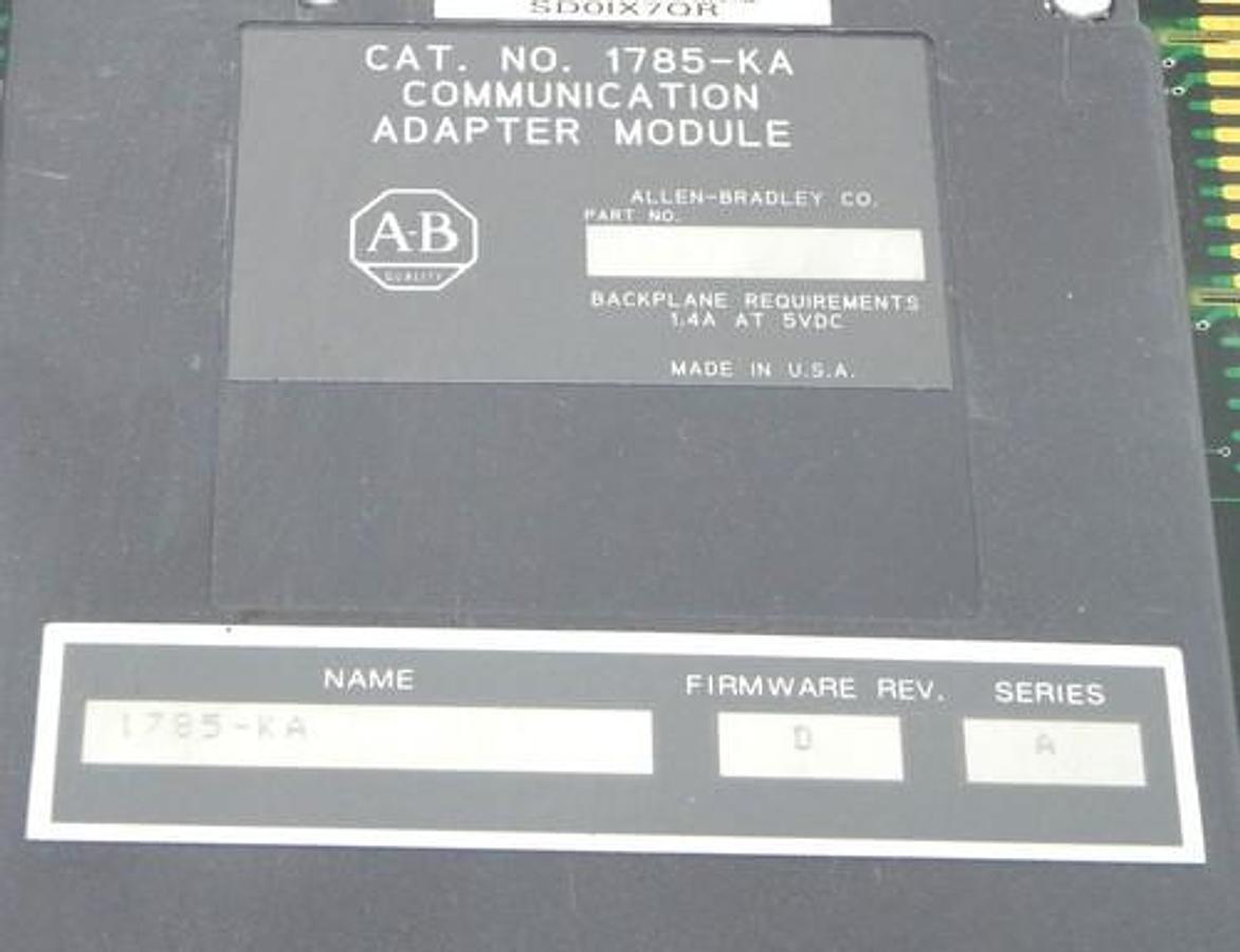 Used ALLEN BRADLEY 1785-KA COMMUNICATION ADAPTER MODULE SER. A F/W REV. D