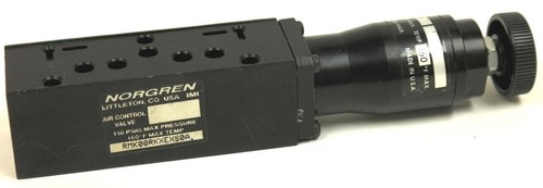 Used NORGREN RMK00RKXEXS0A AIR CONTROL VALVE INLET 150 PSIG, OUTLET 50 PSIG MAX