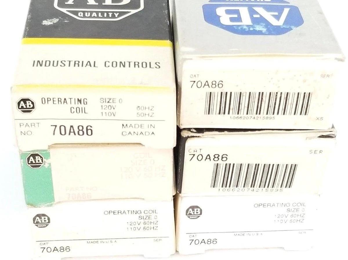 Used LOT OF 6 NIB ALLEN BRADLEY 70A86 OPERATING COILS 110-120V 50-60HZ