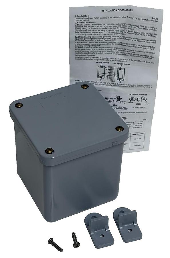 Used Scepter JB444 PVC Junction Box 4x4x4 Gasket NEMA 4X Enclosure 077696 New Box