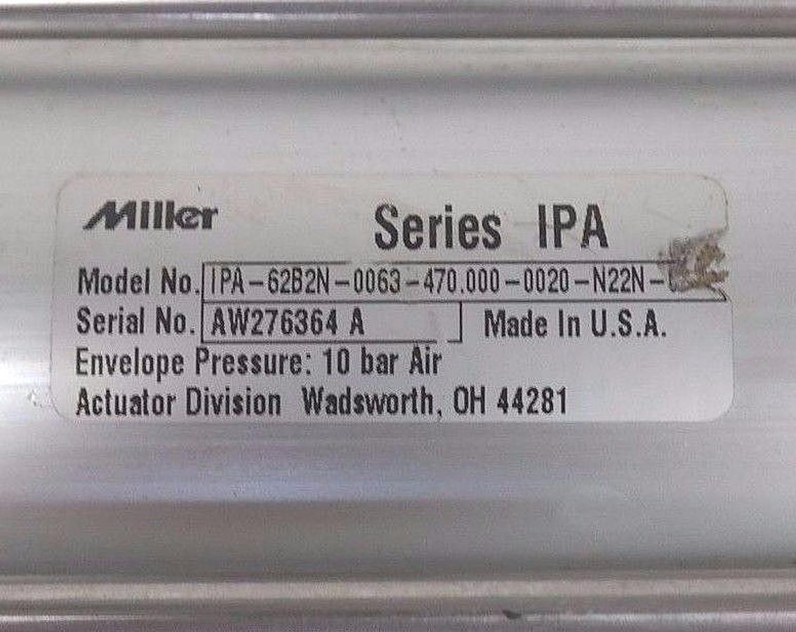 Used NEW MILLER IPA-62B2N-0063-470.000-0020-N22N SER. IPA