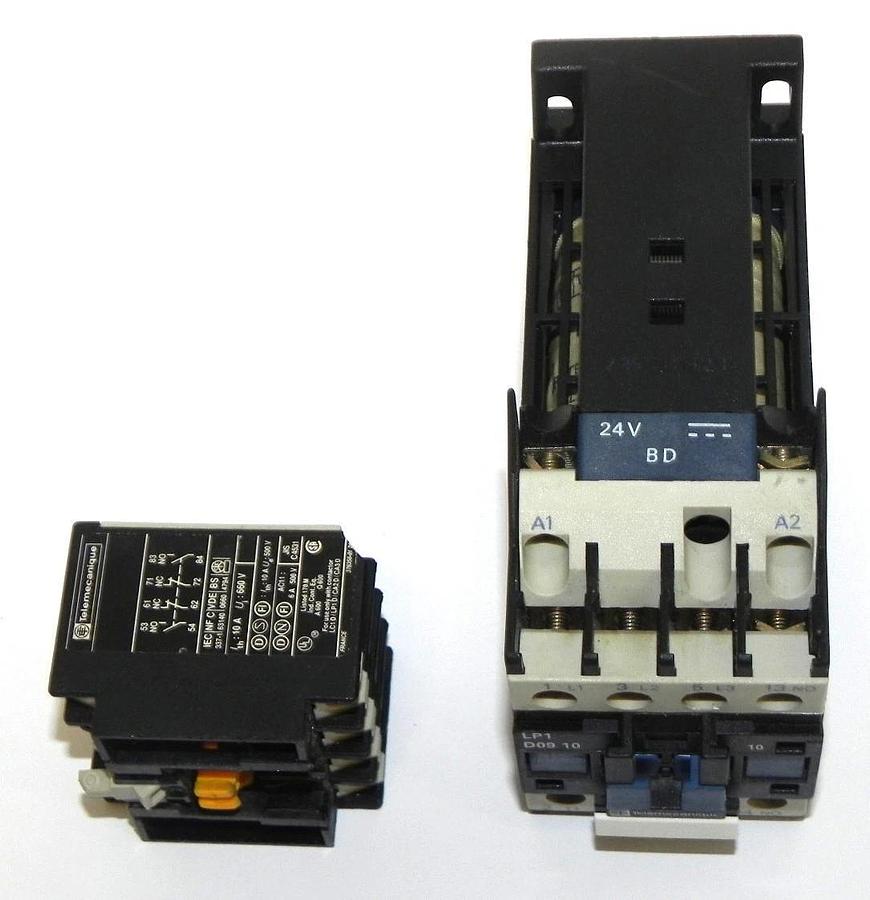 Used TELEMECANIQUE LP1D0910 CONTACTOR W/ LA1DN22 REPLACEMENT AUXILIARY CONTACT
