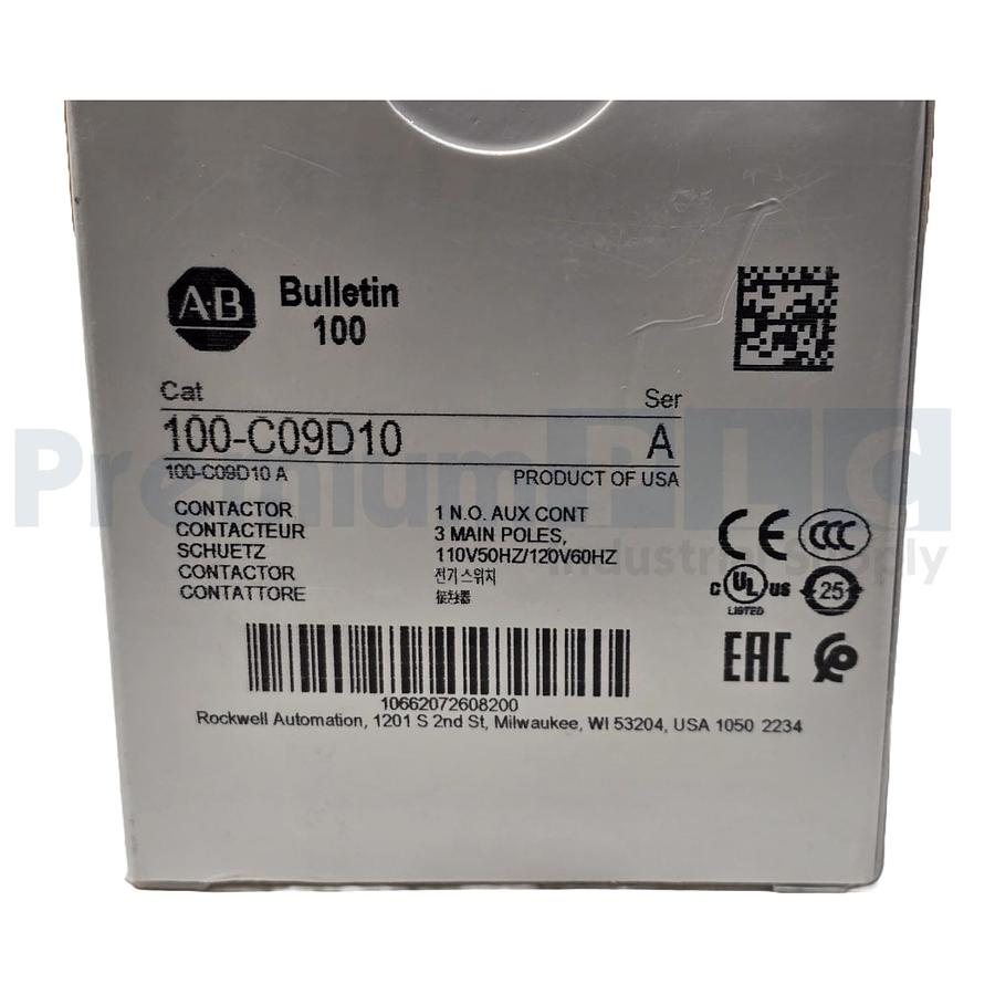Used NEW ALLEN BRADLEY 100-C09D10 /A IEC CONTACTOR 9A 110V50HZ/120V60HZ COIL NSMP