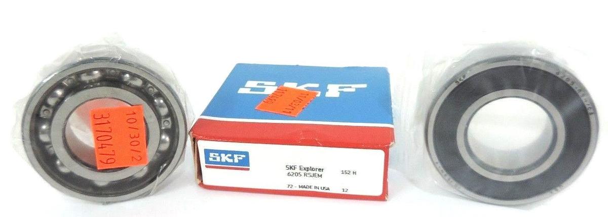 Used LOT OF 2 NEW SKF 6205RSJEM SINGLE ROW BALL BEARINGS 6205-RSJEM