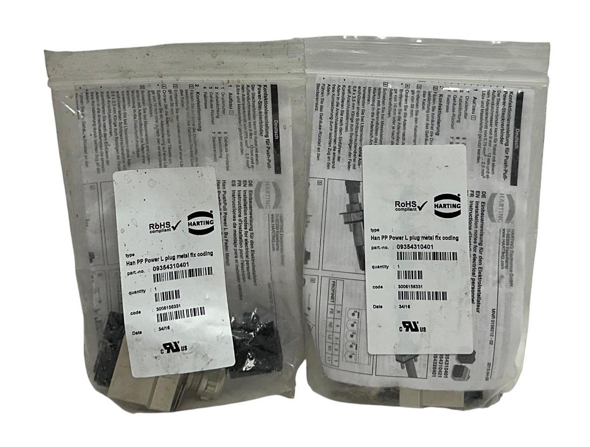 Used 2 HARTING 09354310401 HAN PP POWER L PLUGS METAL FLX CODING PUSH-IN OEM NSMP
