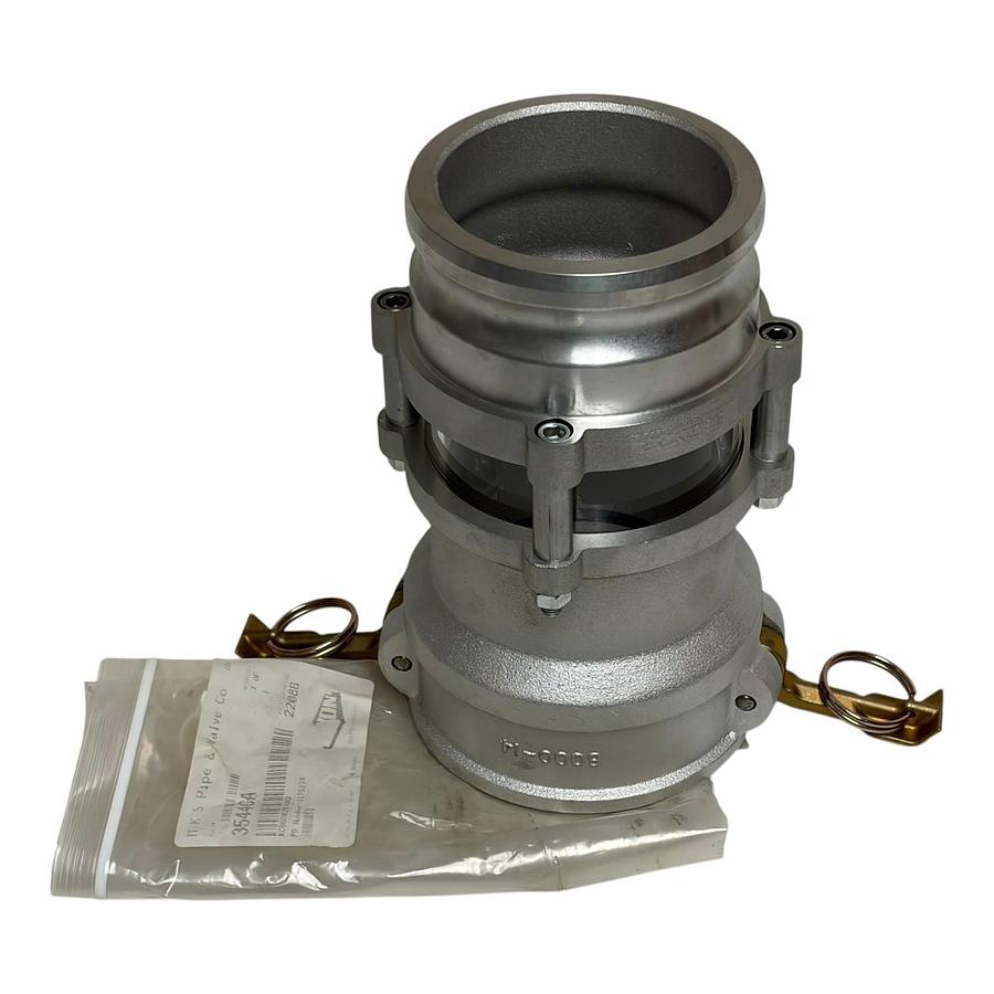 Used Dixon Bayco 3544CA 4" Cam & Groove In-Line Sight Glass Coupler Adapter Aluminum