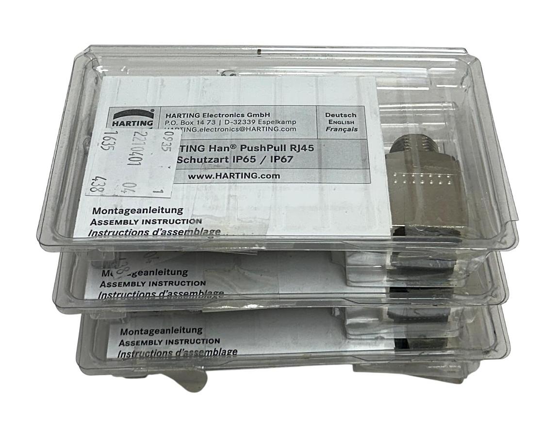 Used 3 HARTING 09352210401 Han PushPull RJ45 CONNECTORS OEM IP65 / IP67 NSMP