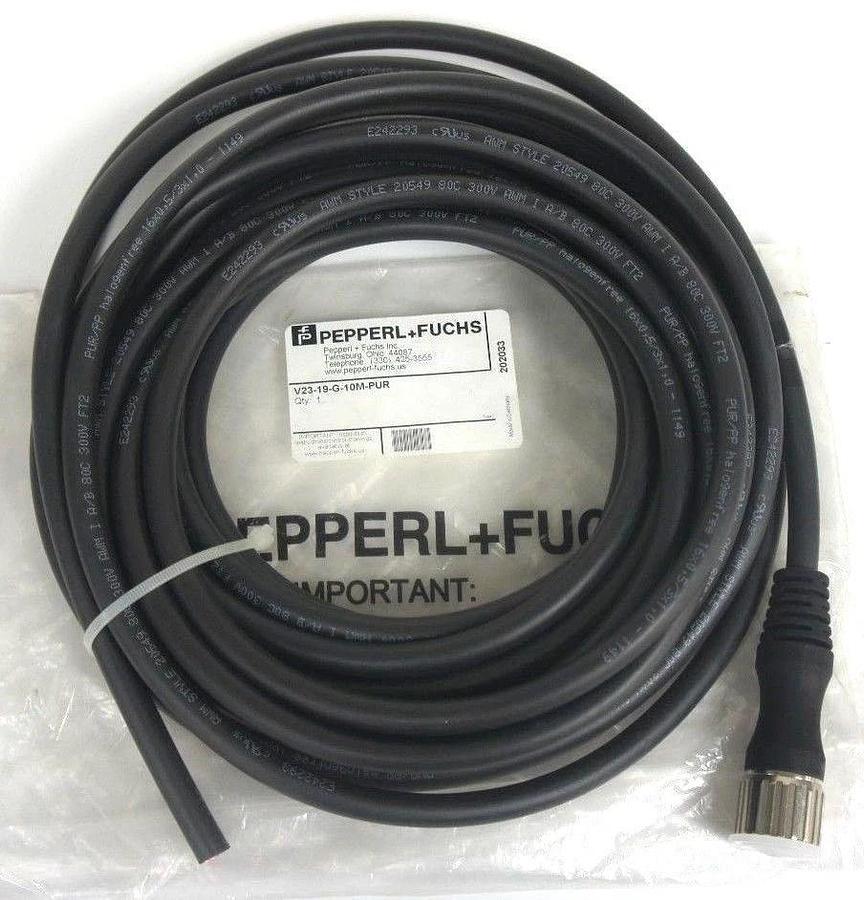 Used NEW PEPPERL+FUCHS V23-19-G-10M-PUR FEMALE CORDSET M23 19-PIN PUR CABLE 202033