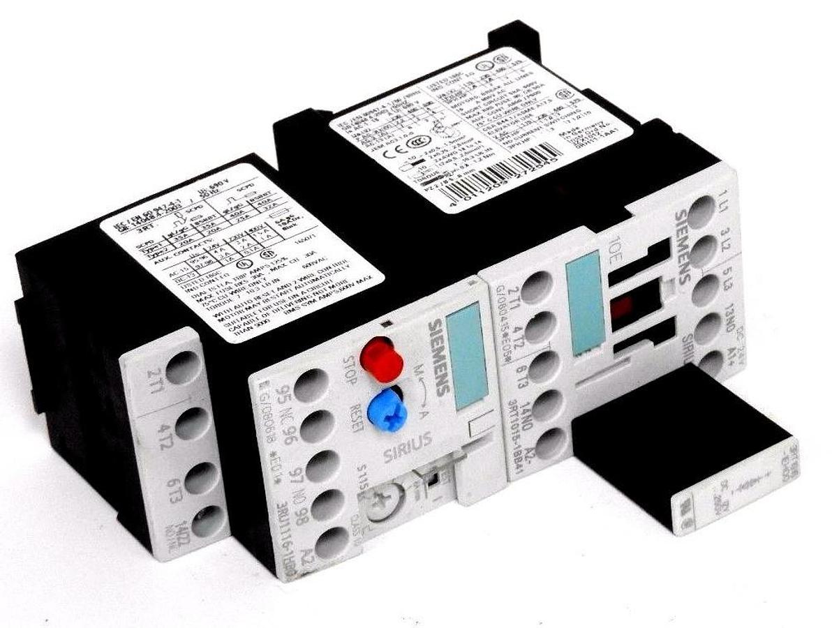 Used SIEMENS 3RT1015-1BB41 CONTACTOR W/ 3RT1916-1EH00 RELAY & 3RU1116-1HB0 CONTACTOR