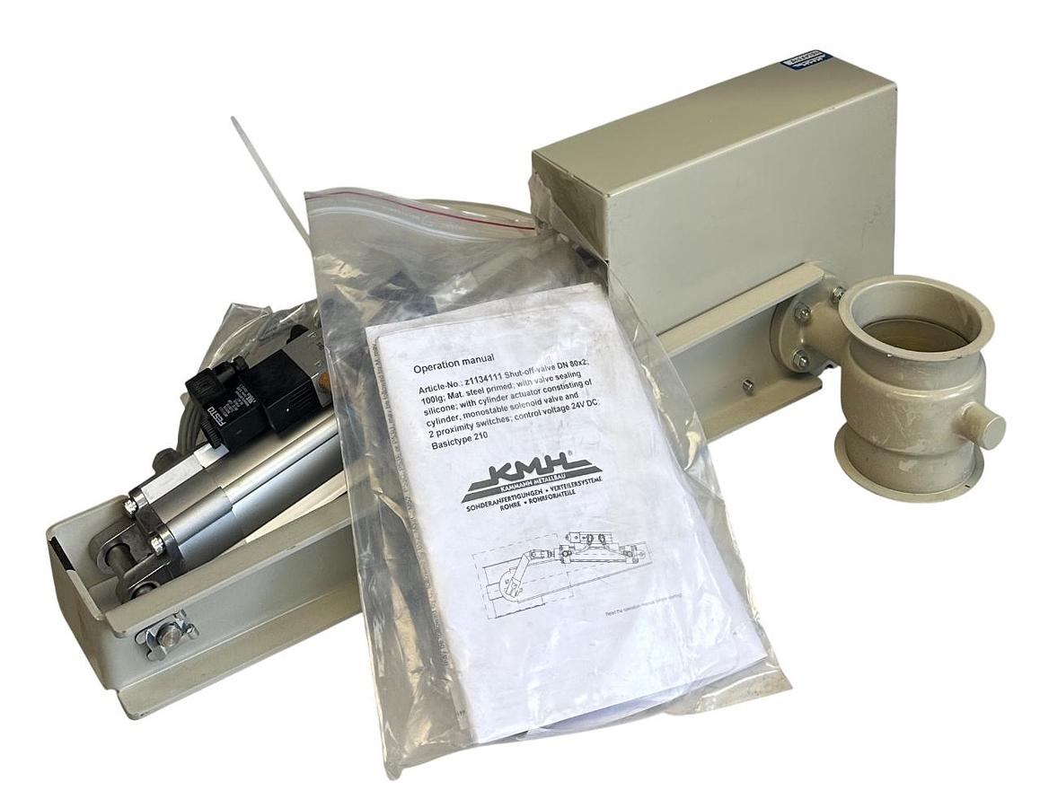 Used KMH KAMMANN z1134111 SHUT-OFF VALVE DN 80x2 100lg CYLINDER ACTUATOR 24VDC NSNP