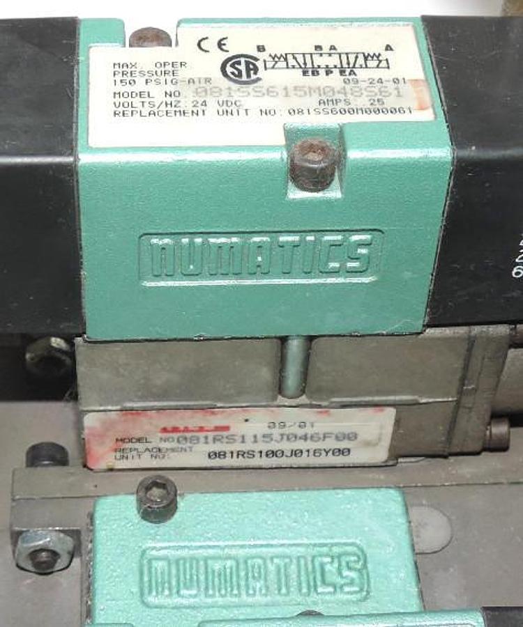 Used NUMATICS 081SS615M000048S61, 081SS615M048S61 SOLENOID VALVES W/ 081RS115J046F00