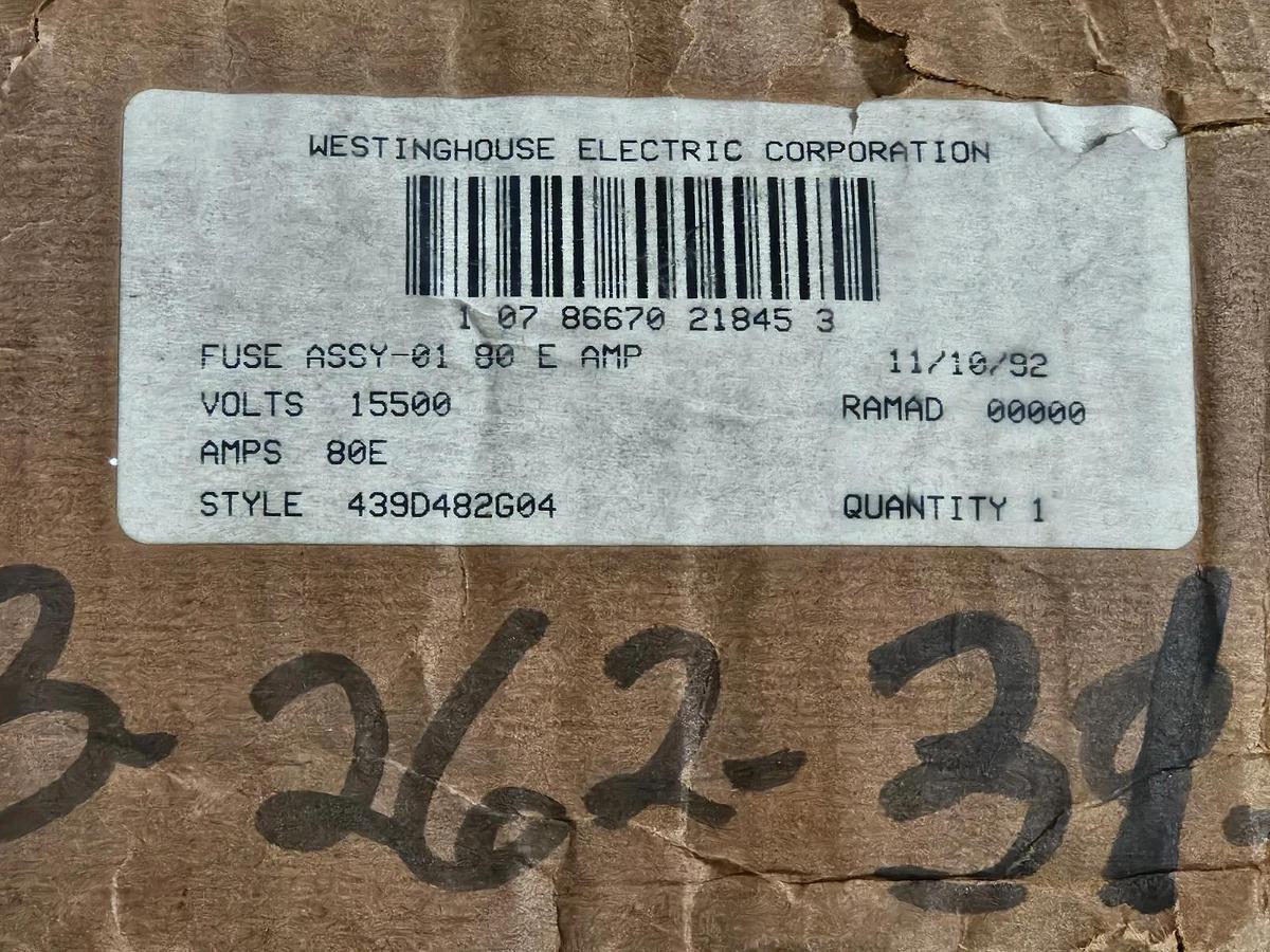 NIB WESTINGHOUSE CLE-2 FUSE STYLE 439D482G04 15.5 KV 80E AMPS. 50/60HZ CLE2