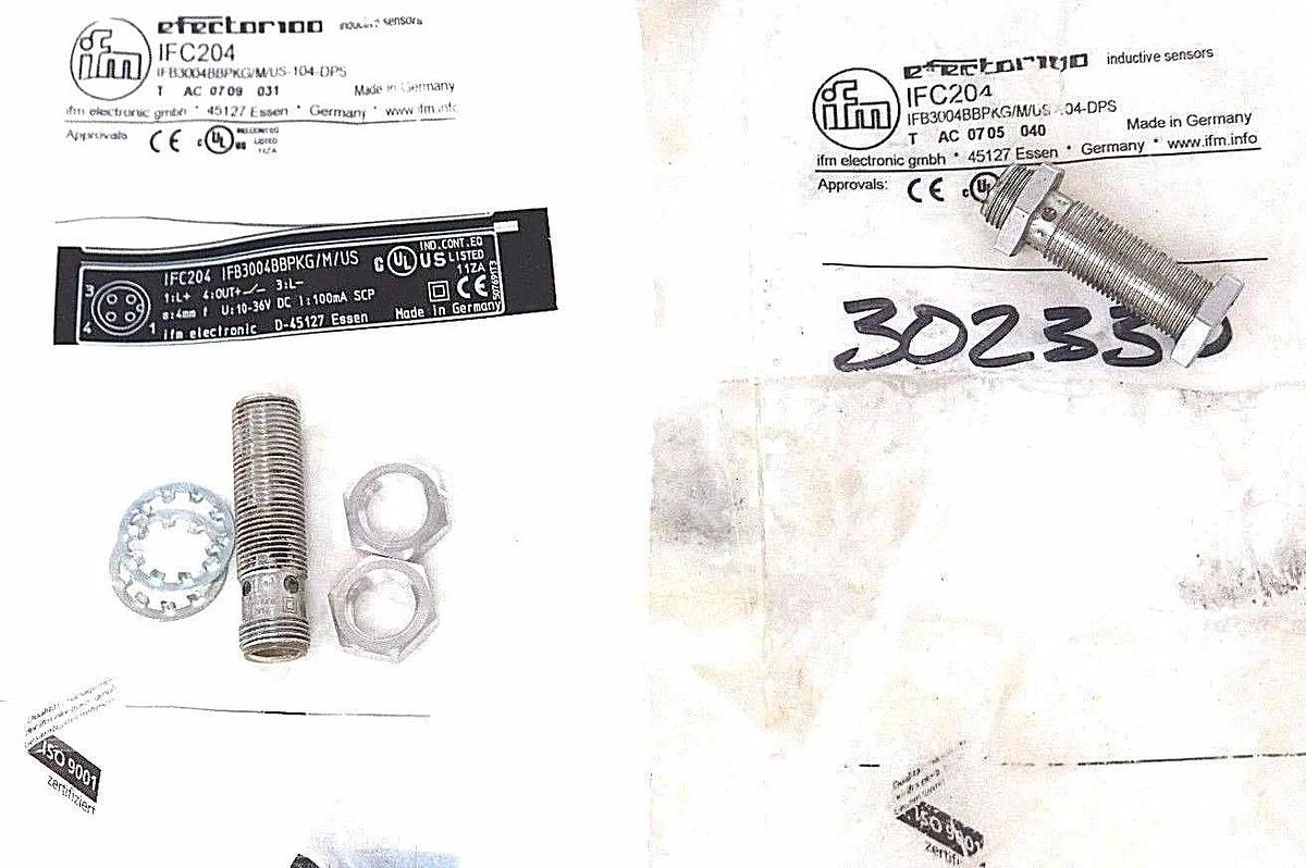 Used EFECTOR IFM IFC204 SENSOR IFB3004BBPKG/M/US-104-DPS - LOT OF 2