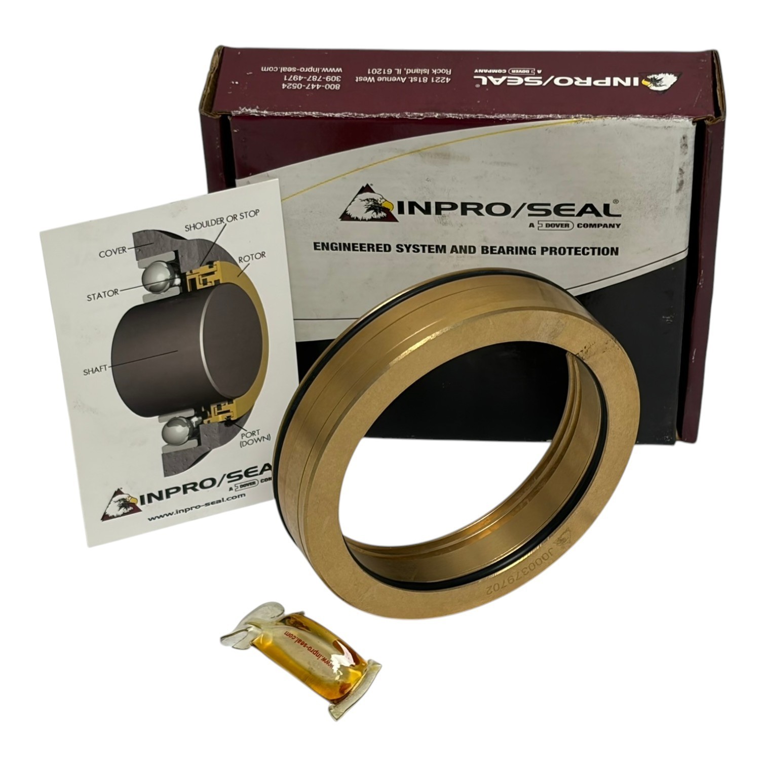 Used Inpro/Seal 1900-A-P0035-0 VBX Bearing Isolator Shaft Brass Seal New Surplus