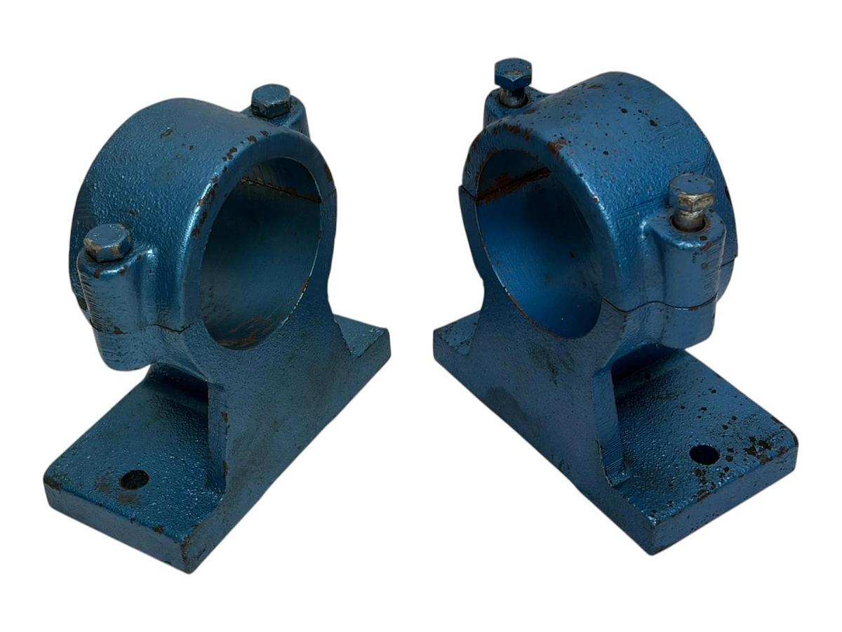 Used Vintage Heavy-Duty Cast Iron Split Pillow Block Bearing Housings P30167 A - Pair