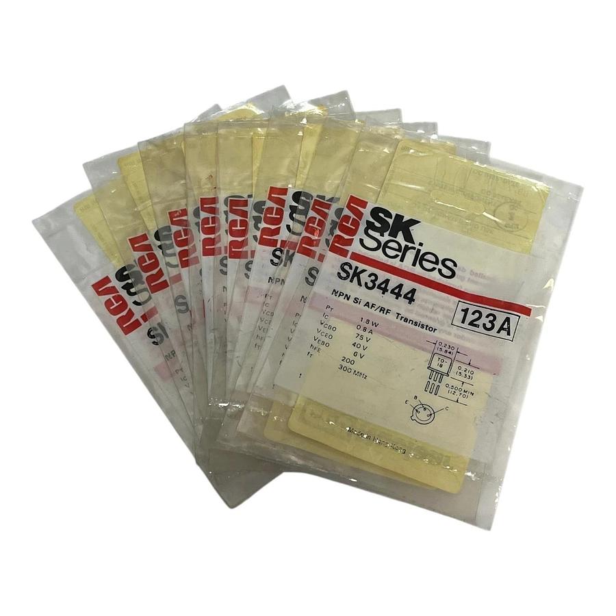 Used Lot of 8 Vintage RCA SK3444 NPN Si AF/RF Transistor 123A NOS New Sealed