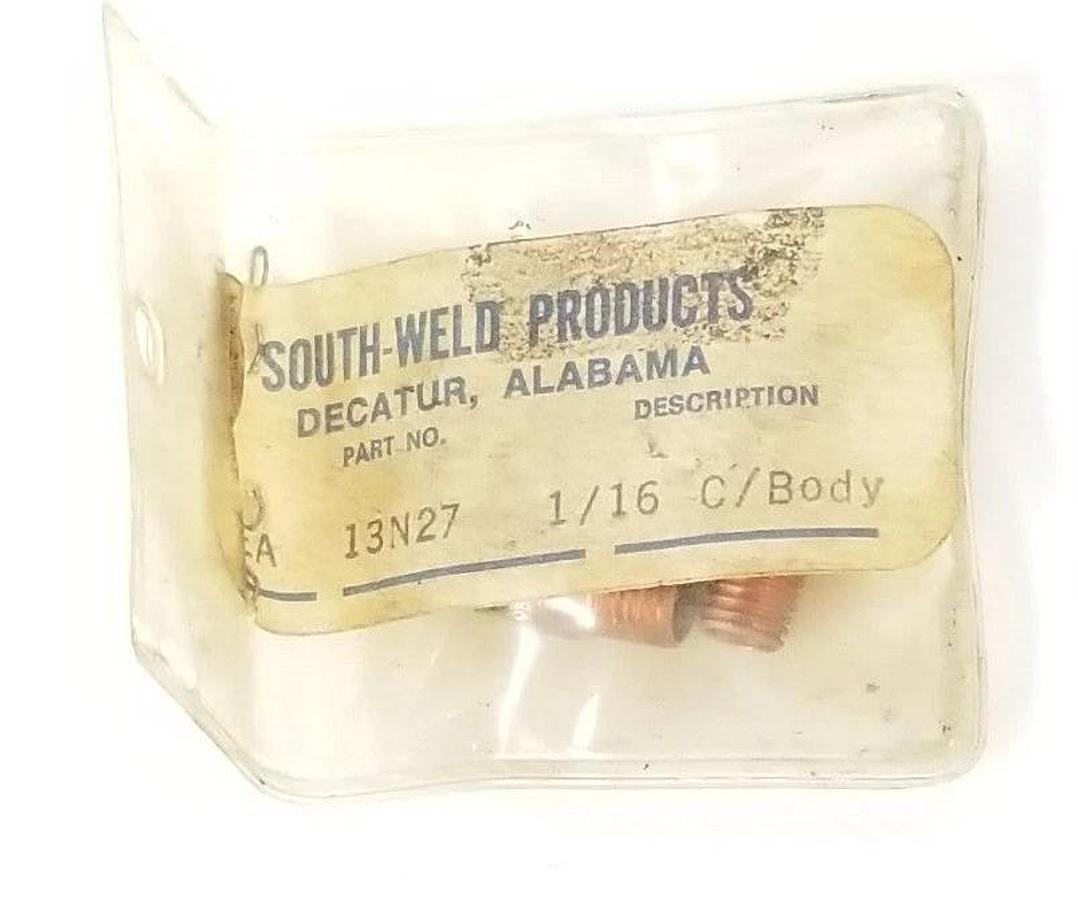 PACK OF 6 NEW SOUTH-WELD 13N27 COLLET BODIES, 1/16", C/BODY