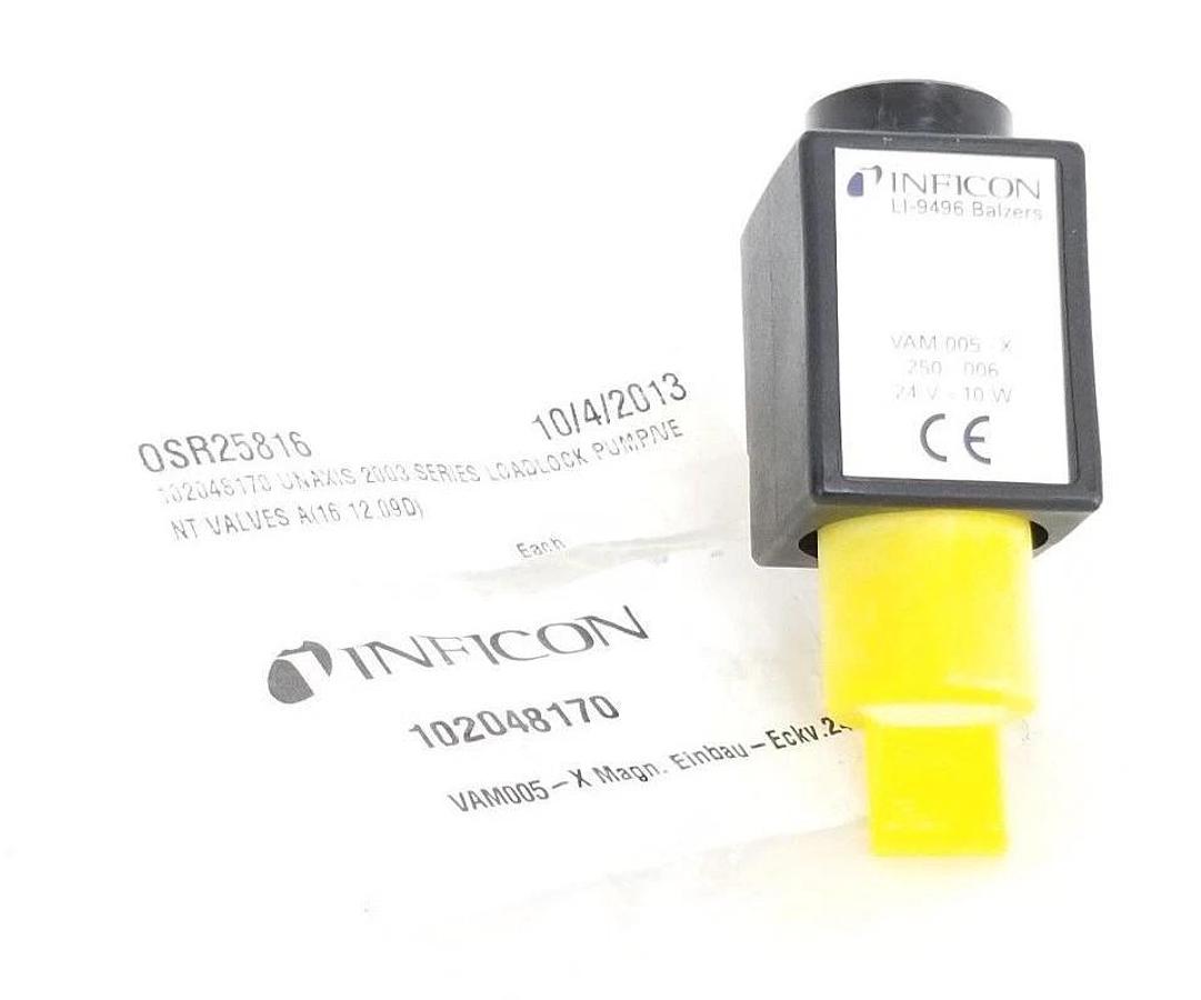 Used NIB INFICON VAM-005-X SOLENOID VALVE 250-006, 24V, 10W, 3NM, 102048170, VAM005X