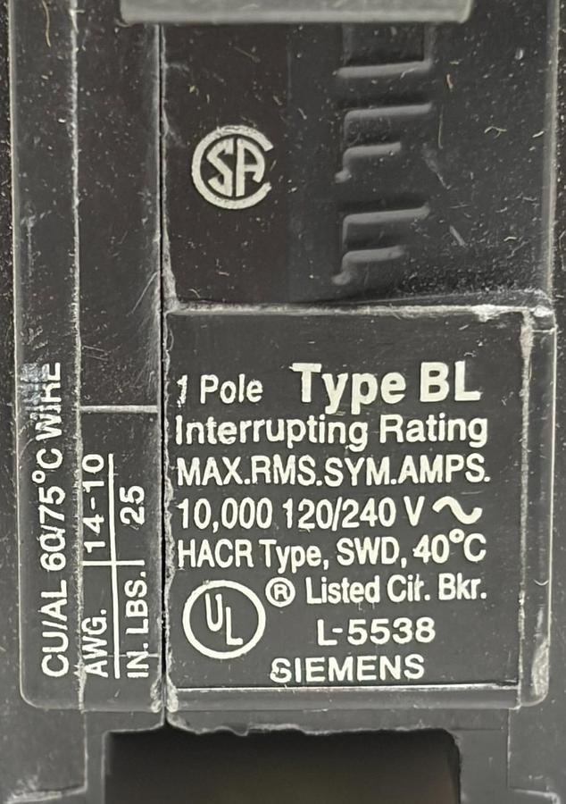 Used Lot of 15 Siemens B120 Circuit Breakers 1 Pole 20A Type BL Bolt-On Original Box
