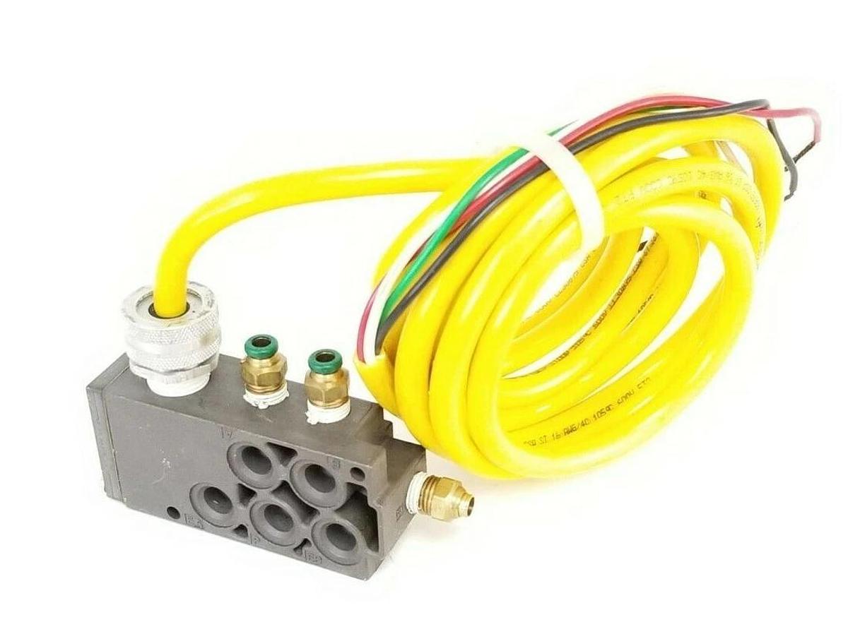 Used NUMATICS VALVE MANIFOLD BLOCK W/ WOODHEAD E53042 CABLE