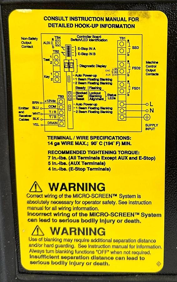 Used BANNER USCD-1T3 / USCD1T3 MICRO-SCREEN CONTROL BOX MSA-RM-2 MSA-PSD-1 50/60Hz