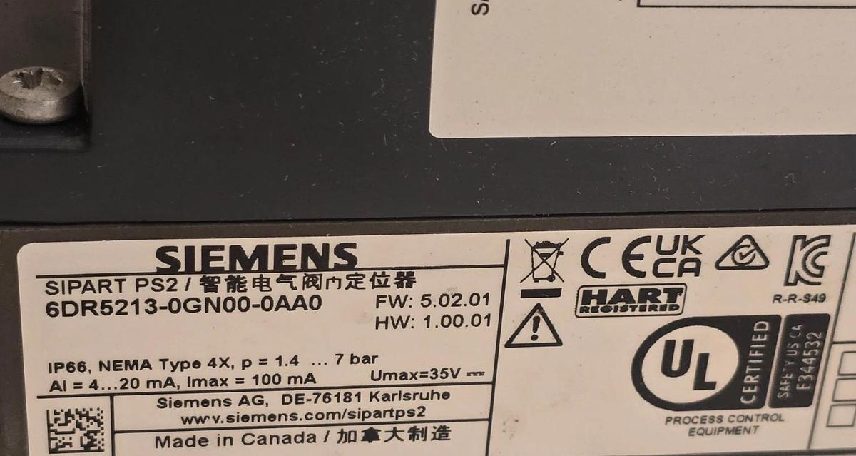Siemens SIPART PS2 6DR5213-0GN00-0AA0 Smart Positioner HART Single-Acting NSMP
