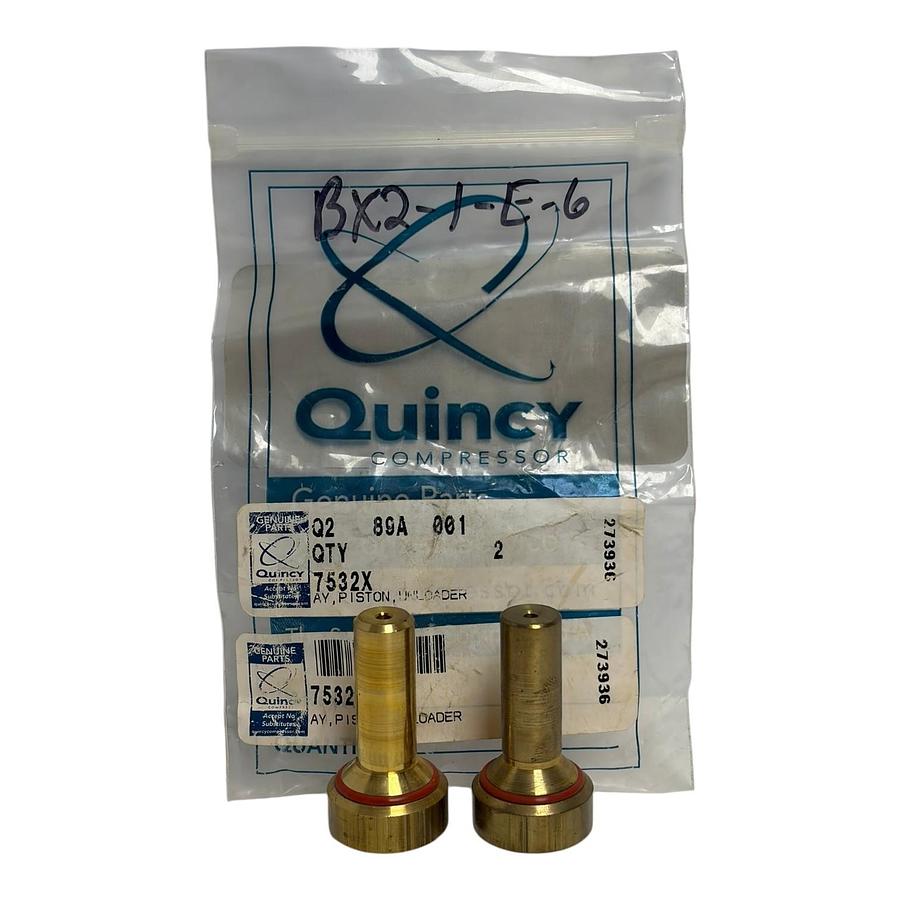 Used Lot of 2 Quincy Compressor Unloader Piston Assembly 7532X Brass Component