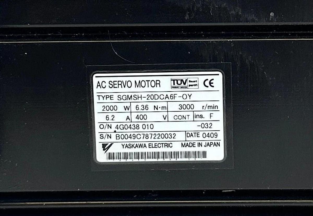 Used YASKAWA SGMSH-20DCA6F-OY / SGMSH20DCA6FOY AC SERVO MOTOR W/ SPL120/2 GEARBOX