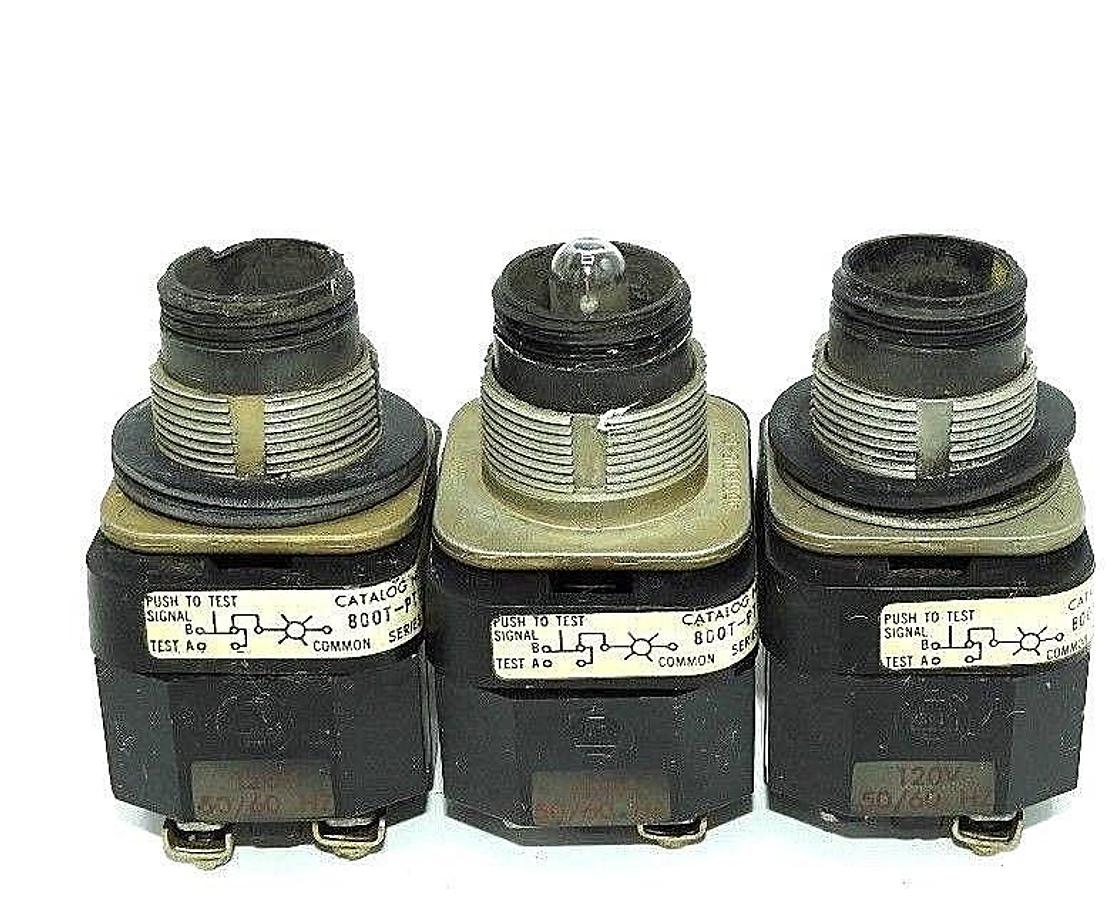 Used LOT OF 3 ALLEN BRADLEY 800T-PT16 PILOT LIGHT PUSH BUTTONS SER. N