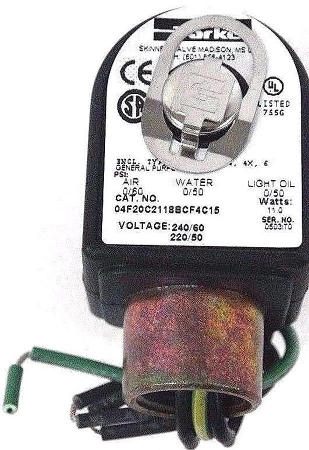Used NIB PARKER 04F20C2118BCF4C15 SOLENOID VALVE, GOLD RING