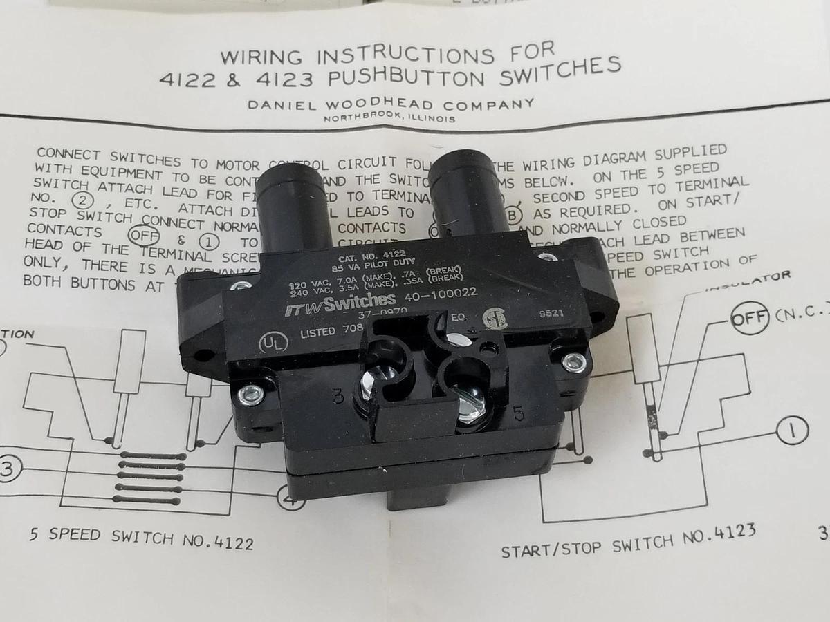 Used LOT OF 4 NIB DANIEL WOODHEAD 4122 REPLACEMENT SWITCH 2-BUTTON 5-SPEED