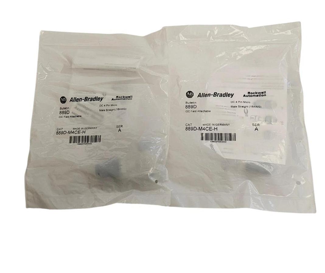Used LOT OF 2 NEW ALLEN BRADLEY 889D-M4CE-H SER. A IDC FIELD ATTACHABLE 4-PIN