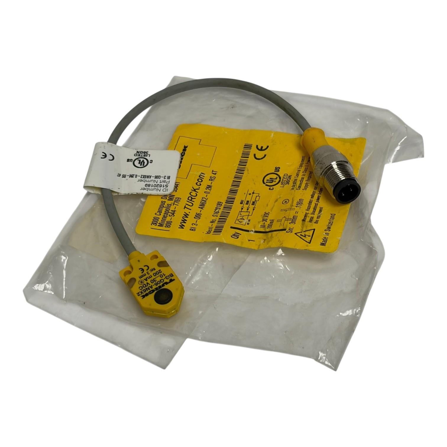 Used Turck Bi3-Q06-AN6X2-0.2M-RS 4T Inductive Proximity Sensor Switch 1620189 New