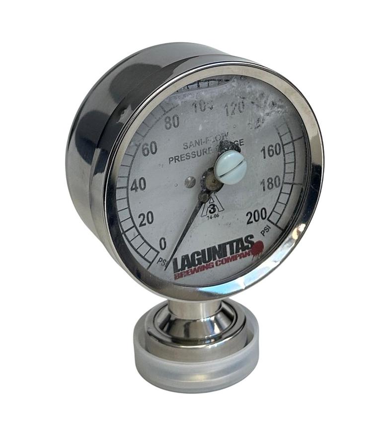 Used CSE 3S-F-15U-GF-BT-SS / 3SF15UGFBTSS SANI-FLOW PRESSURE GAUGE 0-200PSI NSMP *