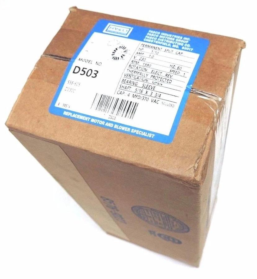 Used NIB FASCO D503 MOTOR HP: 1/10, AMP: 1.0, V: 230, HZ: 60, RPM: 1590, SPEED: 1