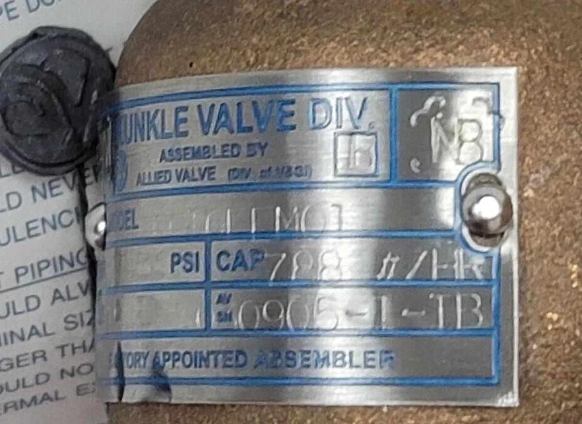 Used NIB KUNKLE 6010EEM01-AM0040 SIZE: 1'' STEAM RELIEF VALVE