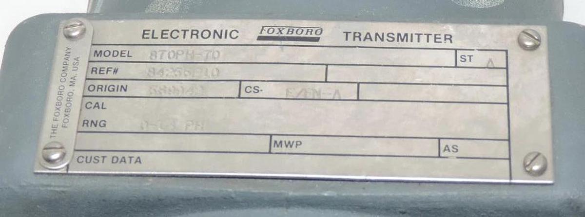 Used FOXBORO 870PH-70 ELECTRONIC TRANSMITTER 870PH70, REF. # 84255F10