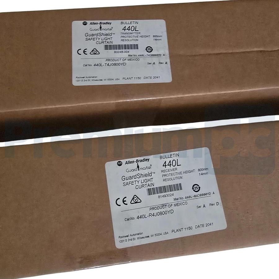 Used Allen-Bradley 440L-P4J0800YD /A GuardShield Safety Light Curtain Pair 800mm NSMP