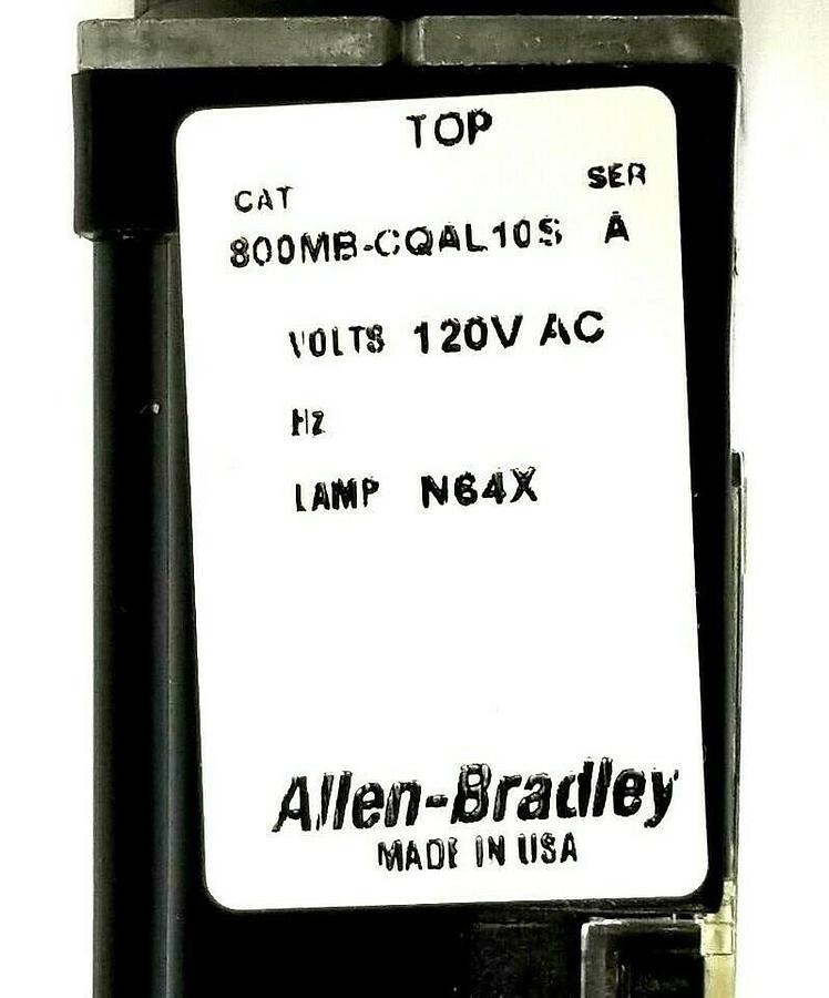 Used NEW ALLEN BRADLEY 800MB-CQAL10BAK SER. A BLUE SQUARE PUSH BUTTON 800MBCQAL10BAK