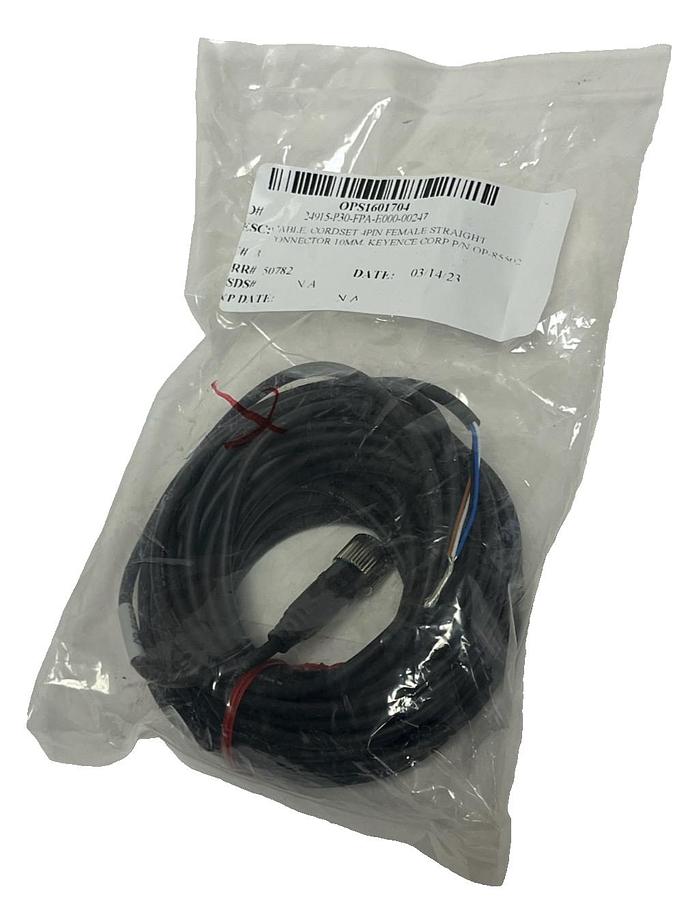 Used NEW Keyence OP-85502 Connector Cable | M12 4-Pin Straight 10m PVC Cordset