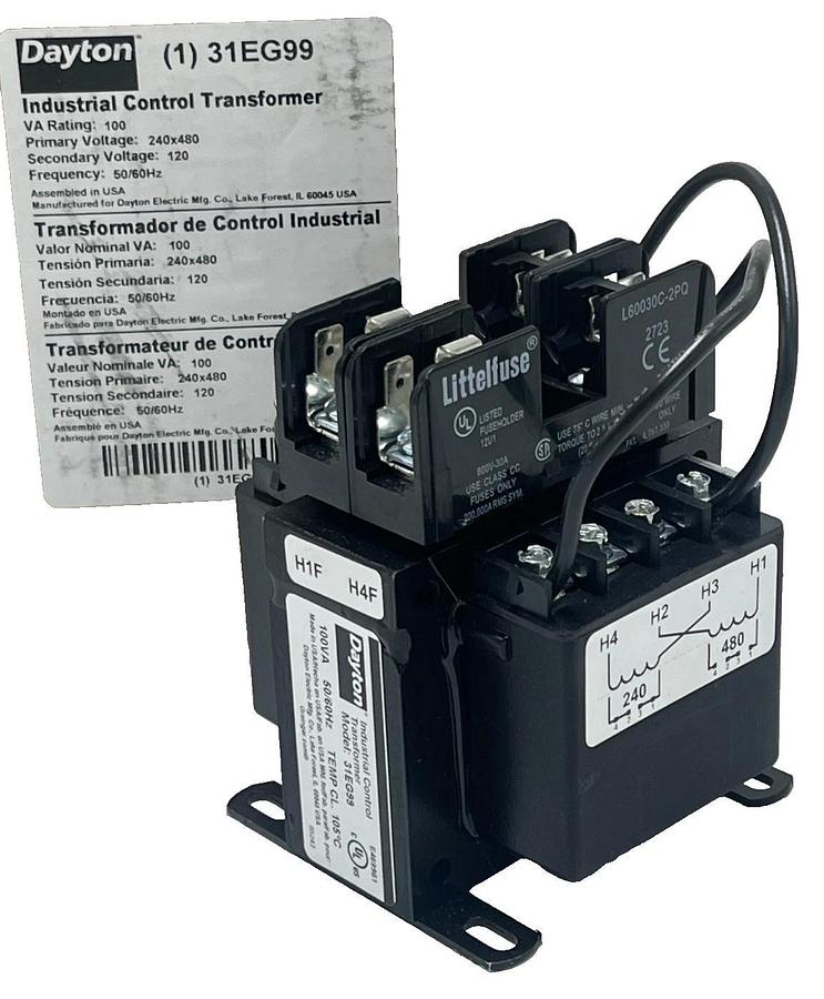 Dayton 31EG99 100 VA Control Transformer 240/480 V - 120 V Foot Mount, NSMP