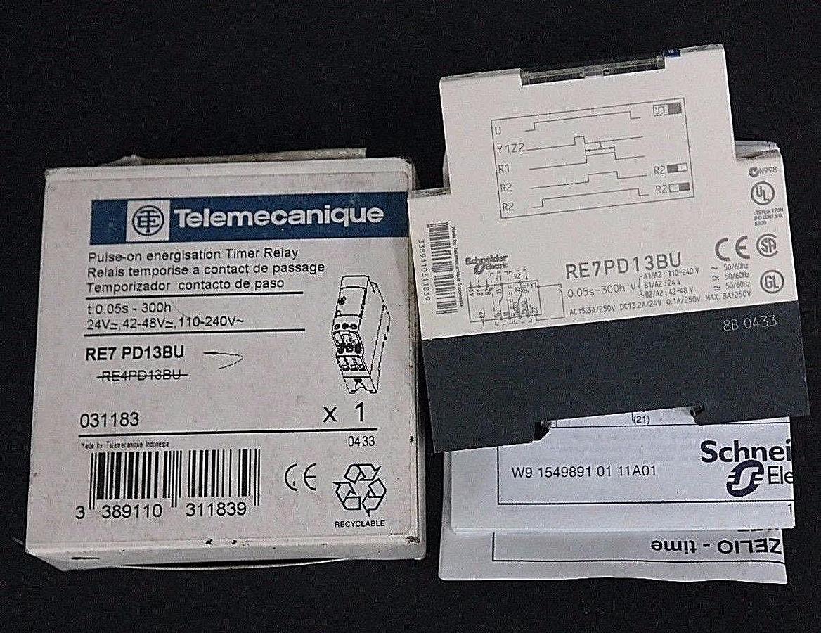 Used NIB TELEMECANIQUE RE7 PD13BU PULSE-ON ENERGISTION TIMER RELAY 031183 RE7PD13BU