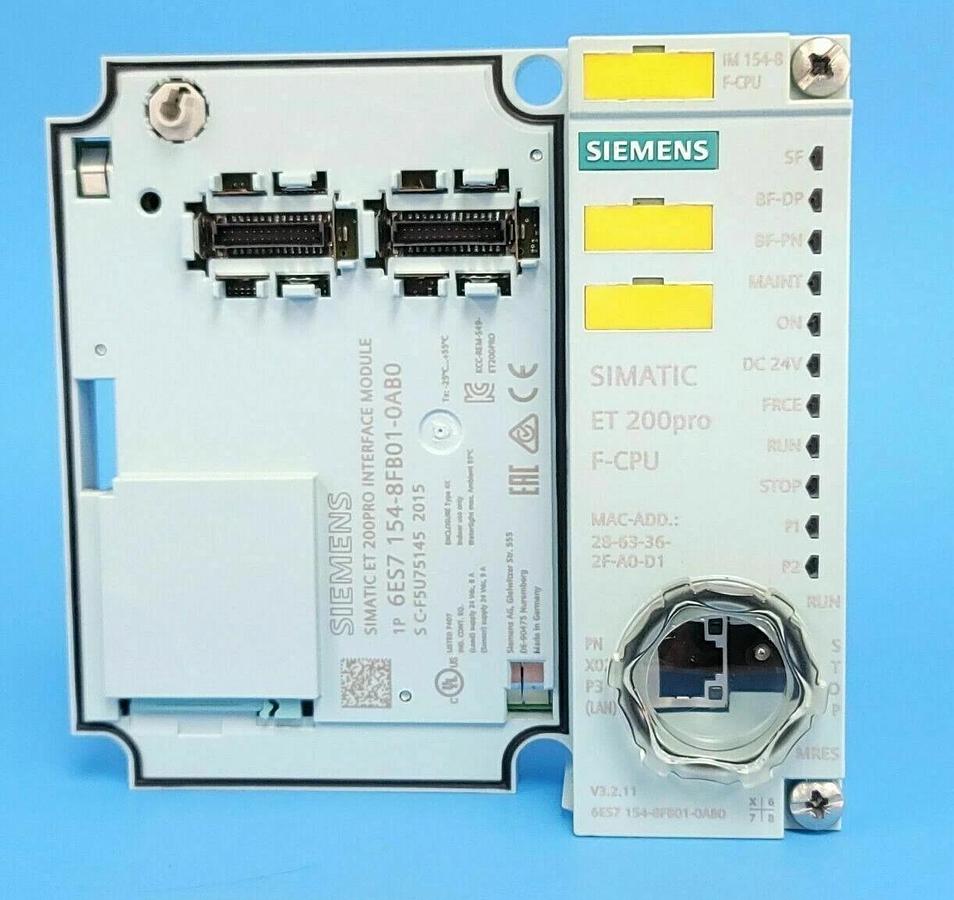 Used SIEMENS 6ES7154-8FB01-0AB0 SIMATIC ET 200PRO INTERFACE MODULE F-CPU