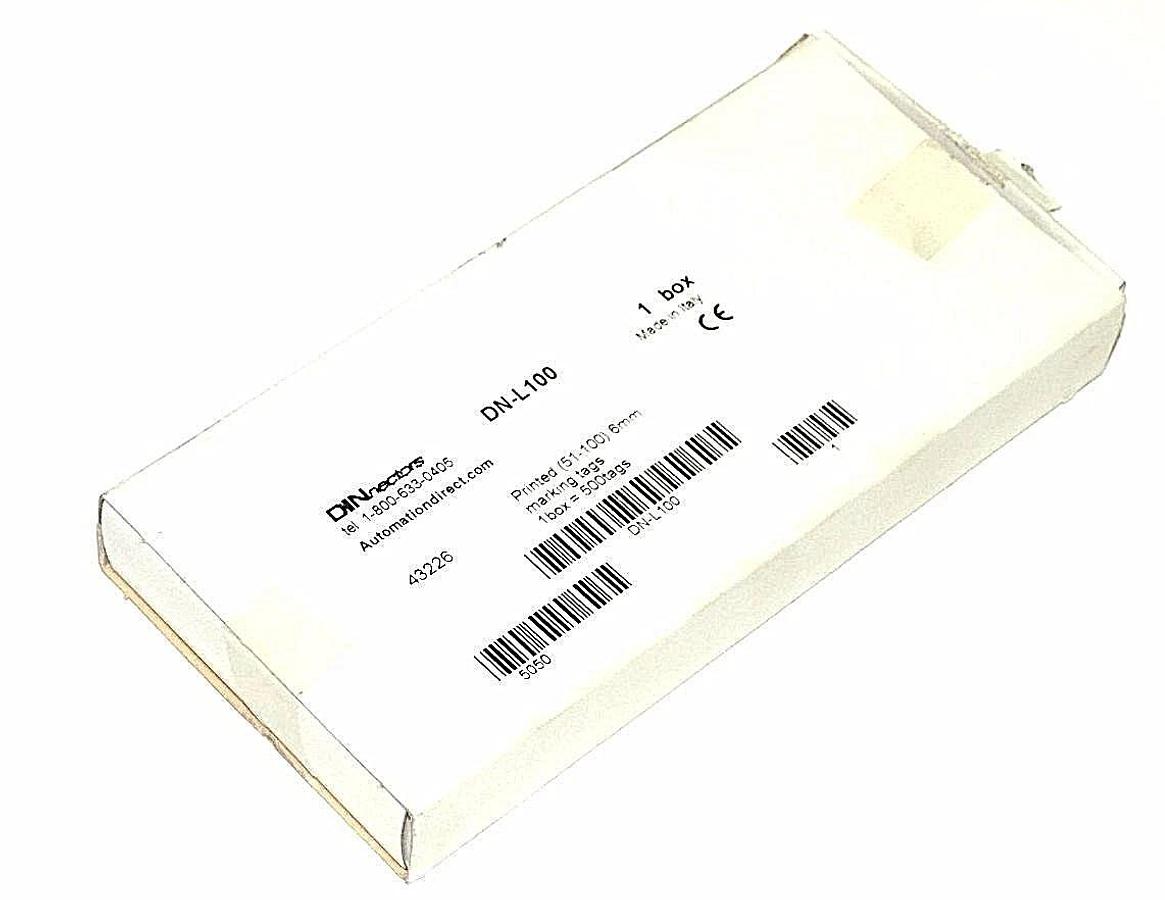Used NIB AUTOMATION DIRECT DINENECTORS DN-L100 PRINTED MARKING TAGS X500 (51-100) 6MM