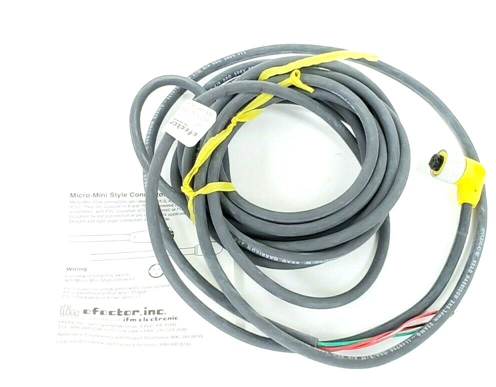 Used NEW IFM EFECTOR MICRO-AC-X/X-R0L-PUR-5M/W CORDSET CONNECTOR