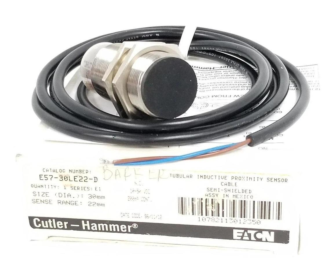 Used NIB EATON CUTLER-HAMMER E57-30LE22-D TUBULAR INDUCTIVE PROX. SENSOR SER. E1