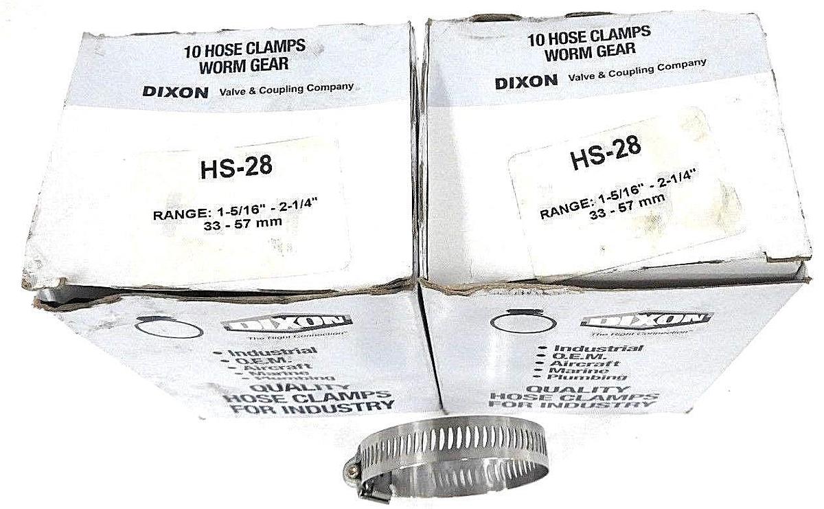 Used LOT OF 18 NEW DIXON HS-28 HOSE CLAMPS WORM GEAR 1-5/16" - 2-1/4", 33 - 57 MM