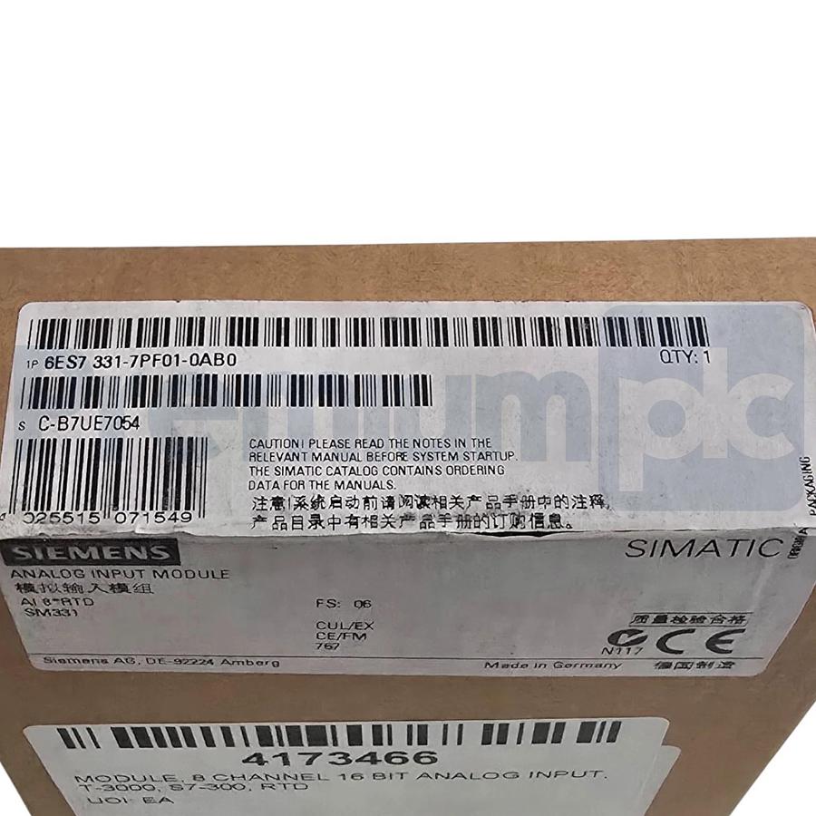 Siemens 6ES7331-7PF01-0AB0 SIMATIC S7-300 Analog Input SM331 8AI RTD 16-Bit NSMP