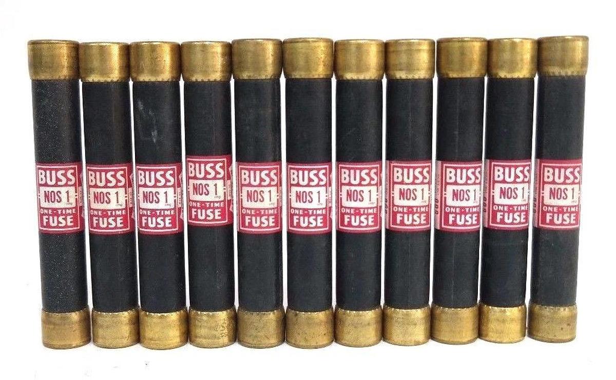 NEW BUSSMANN BUSS NOS1 ONE TIME FUSE 600VOLTS NOS-1 - LOT OF 11