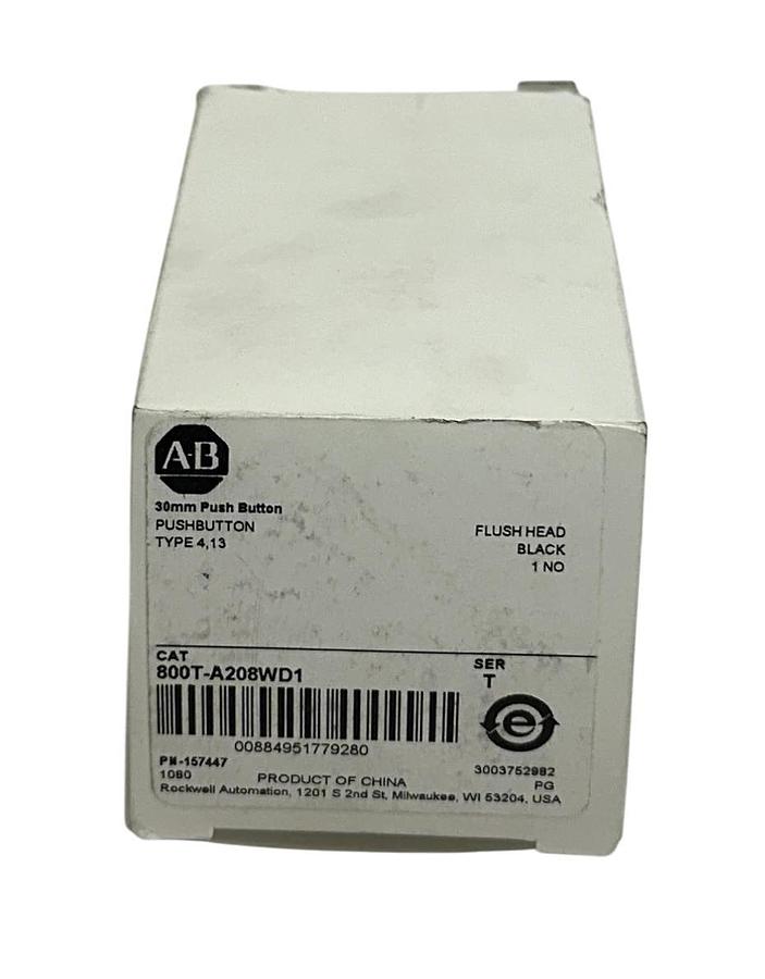 ALLEN BRADLEY 800T-A208WD1 /T 30mm PUSH BUTTON FLUSH HEAD BLACK 1NO OEM NSMP